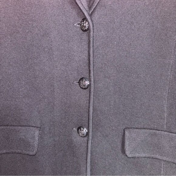 Lauren Ralph Lauren Womens Large Petite Black Blazer Cotton Knit Pockets Classic - Picture 4 of 8